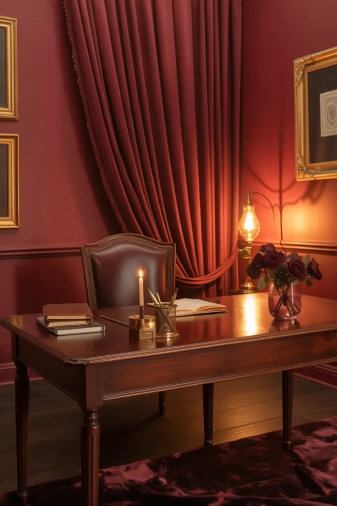 20 Gothic Home Office Ideas That Will Change Your Entire Workspace Vibe 9 Crimson Writer Retreat