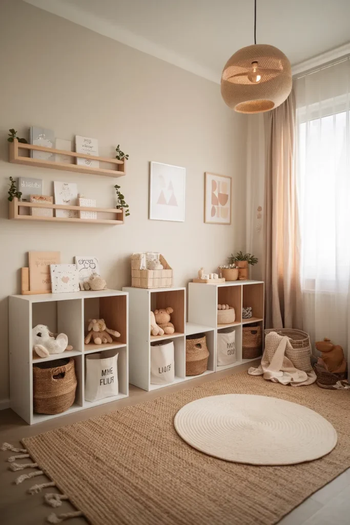Cube Shelves for Organized Nursery Style