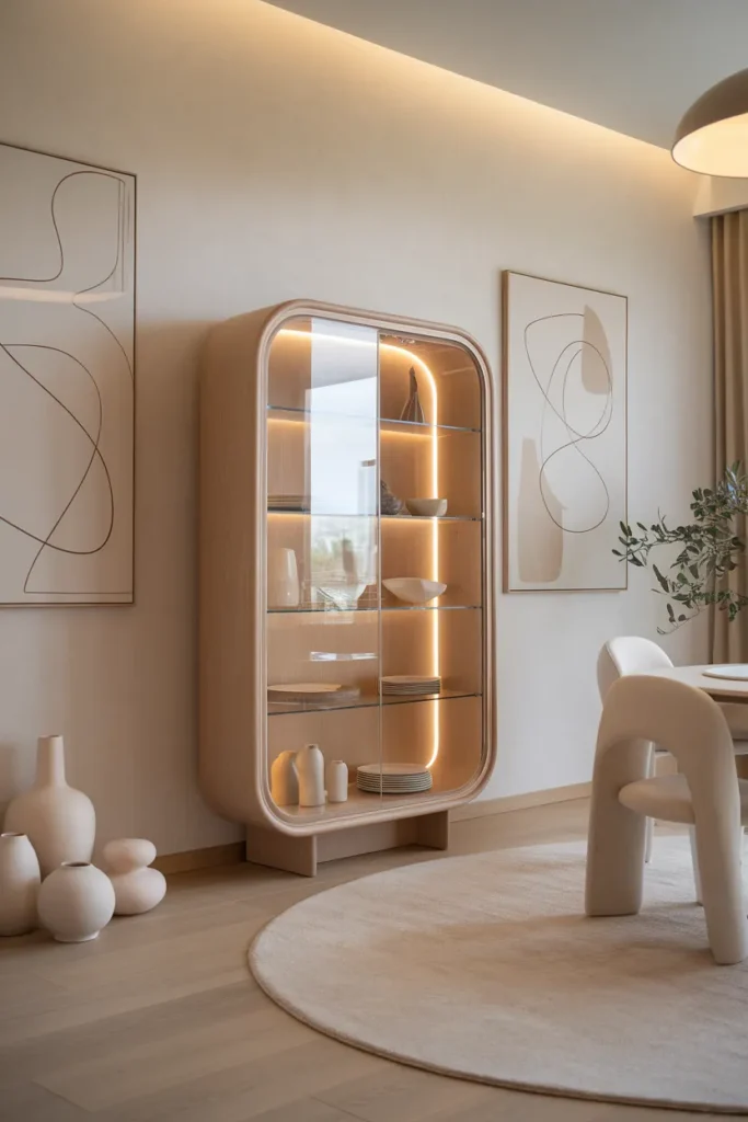 24 Dining Room Cabinet Ideas That Add Style, Storage, And Serious Charm 18 Curved Edge Display Cabinet