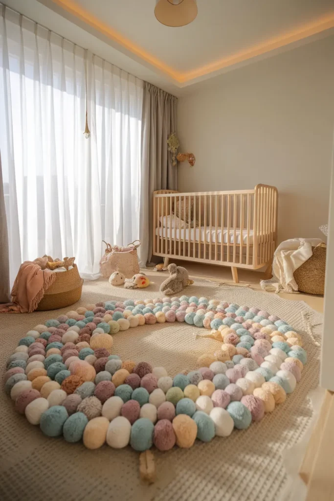 DIY Pom Pom Rug for a Soft Play Area