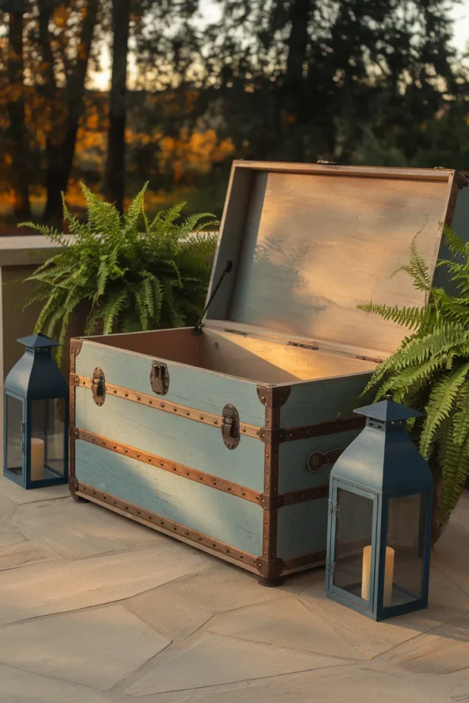 Decorative Storage Trunks for Patio Corners