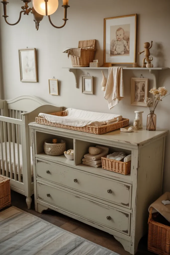 Distressed Changing Table with Vintage Finish