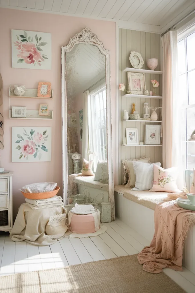 Vintage Mirrors Ideas That Transform Empty Walls Into Pure Magic 5 Distressed White Frame Mirror for Shabby Chic Spaces