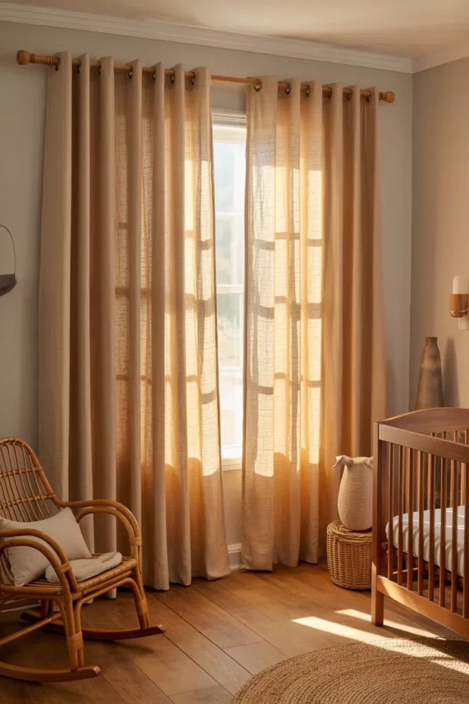 Earthy Cotton Curtains with Warm Texture