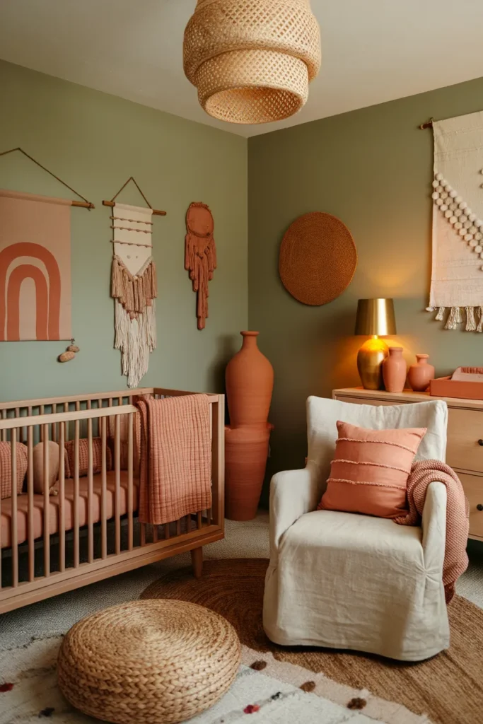 Earthy Sage Green Nursery with Terracotta Accents