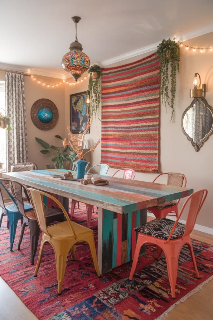 Eclectic Colorful Boho Dining
