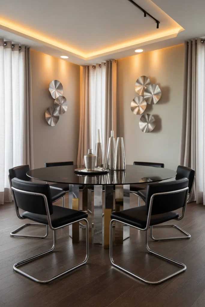 Elegant Dining Room with Mixed Metals