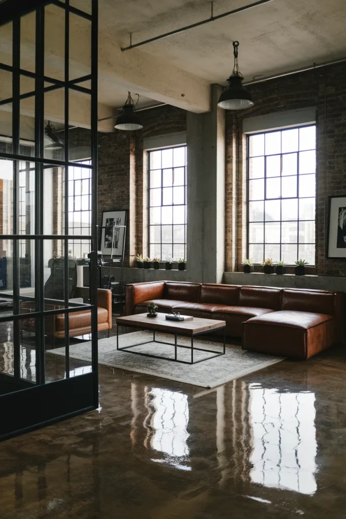 Epoxy-Coated Concrete Floors with Industrial Style