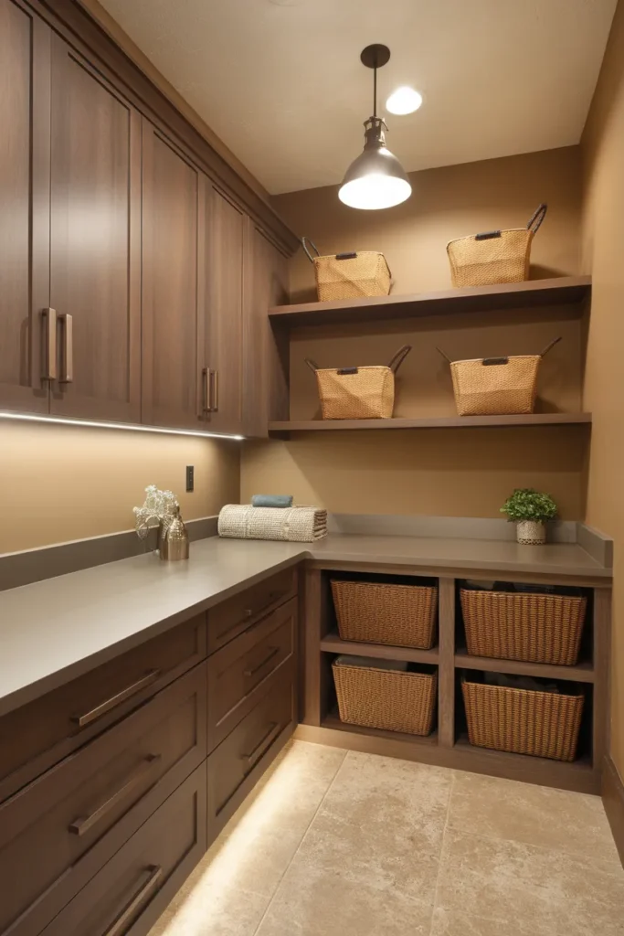 Espresso Cabinets with Soft Lighting