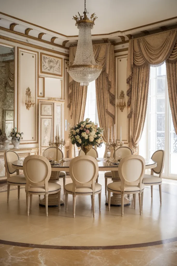 European Classic Dining Room with Ornate Details
