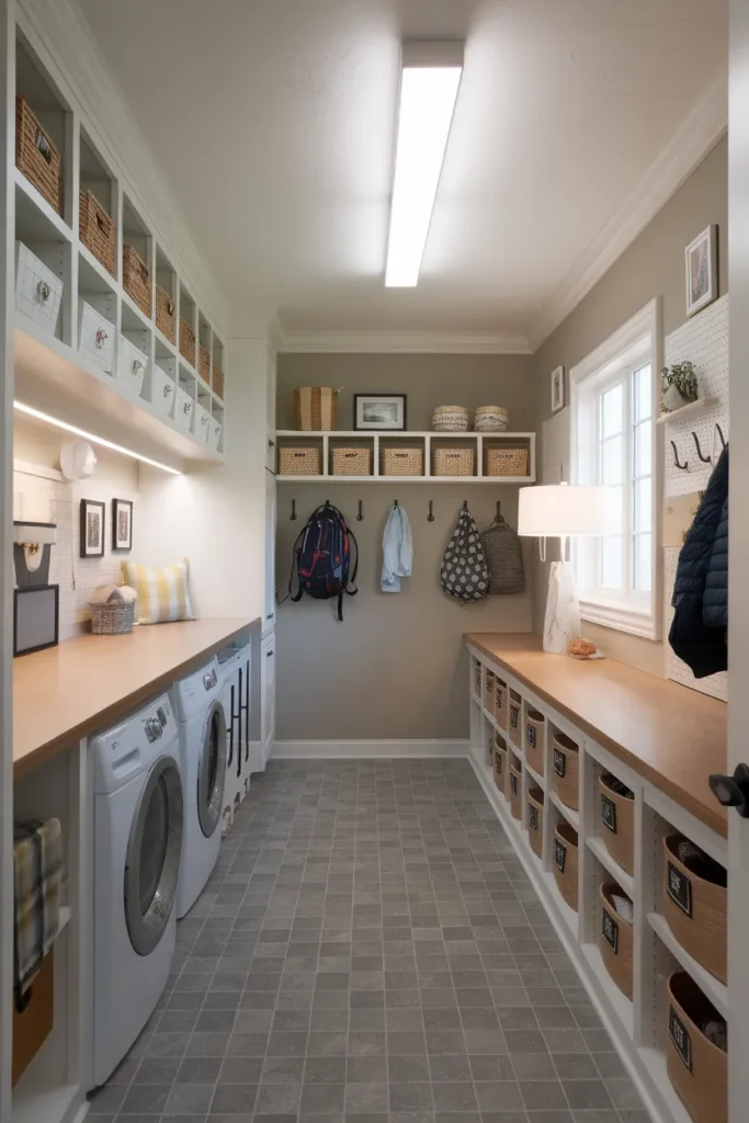 Family Friendly Mudroom Laundry Combo