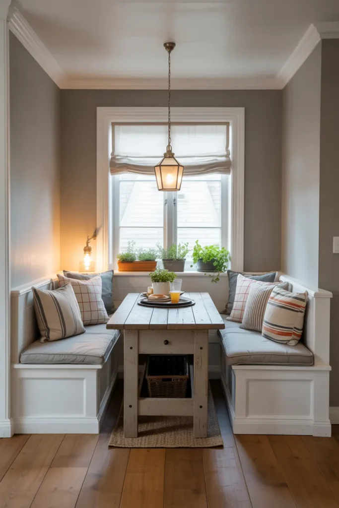 Farmhouse Dining Nook With Built-In Seating