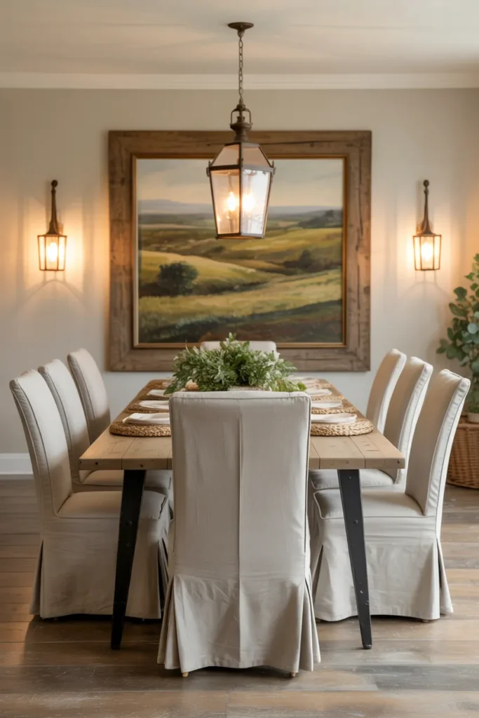 Farmhouse Wall Decor With Oversized Art or Mirrors