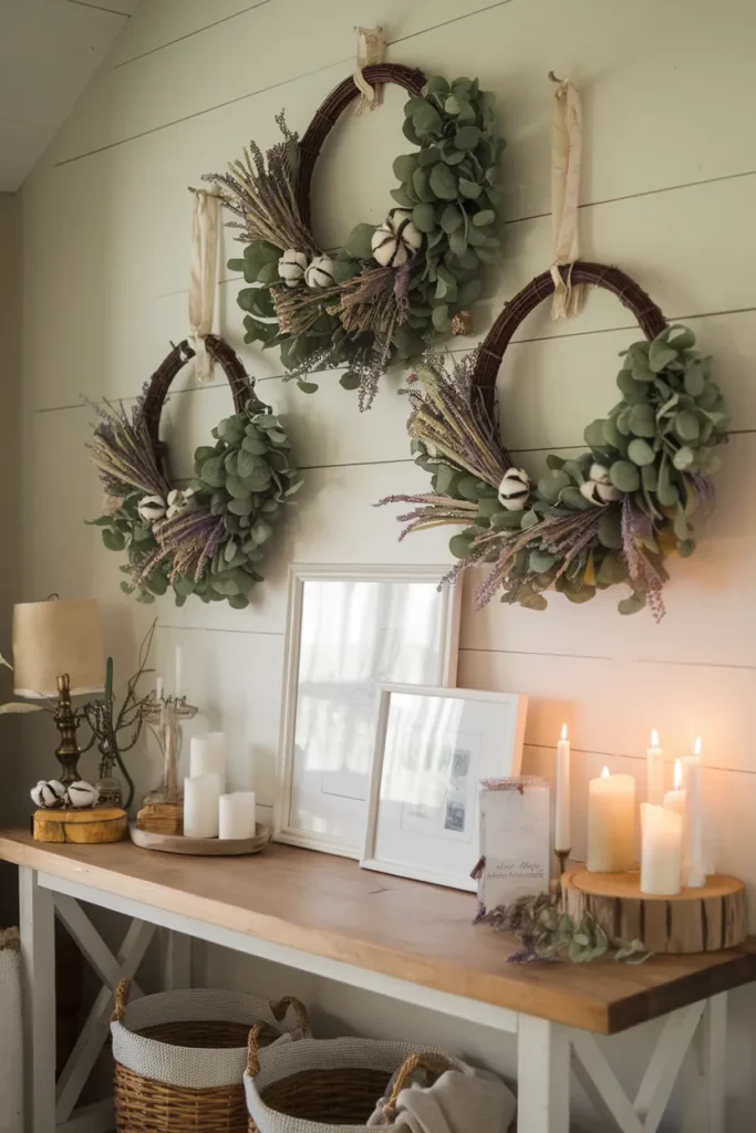 Farmhouse Wreath Wall Display