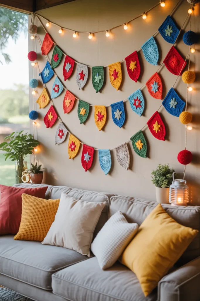 Festive Crochet Wall Garland