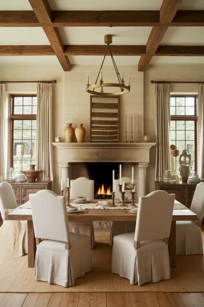 Fireplace with Rustic Mantel