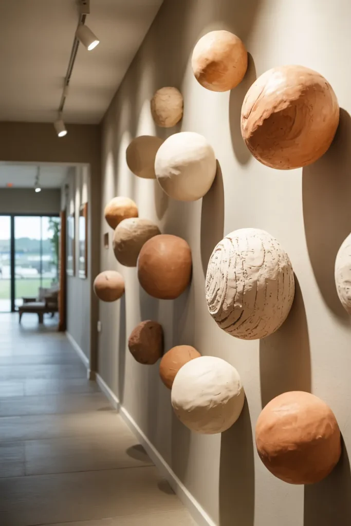 Floating Clay Orbs Wall Display