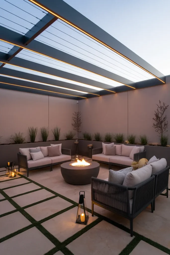 23 Modern Pergola Ideas That Instantly Upgrade Your Outdoor Living Space 7 Floating Pergola with Hidden Lighting