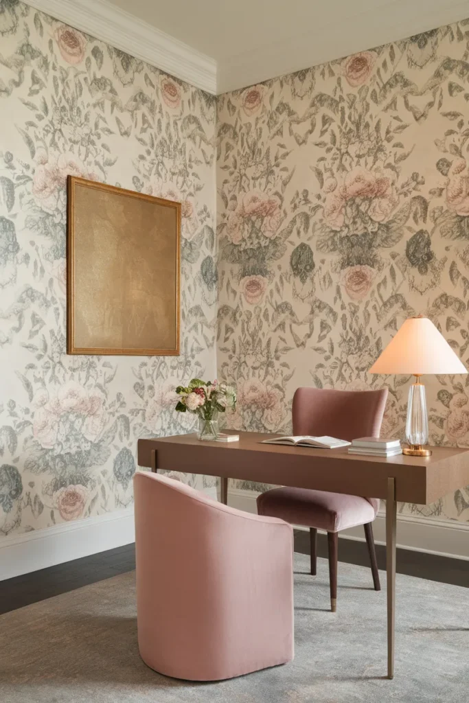 26 Victorian Home Office Ideas That Transform Any Workspace Into Pure Vintage Magic 15 Floral Wallpaper For Classic Softness