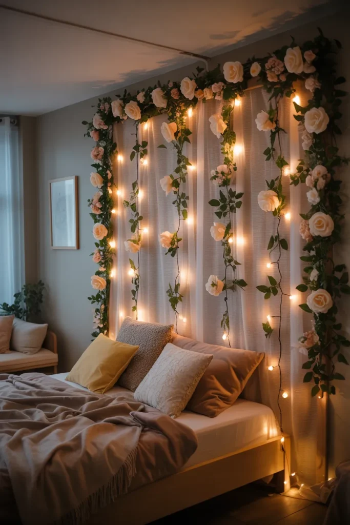 Flower Wall with Fairy Lights