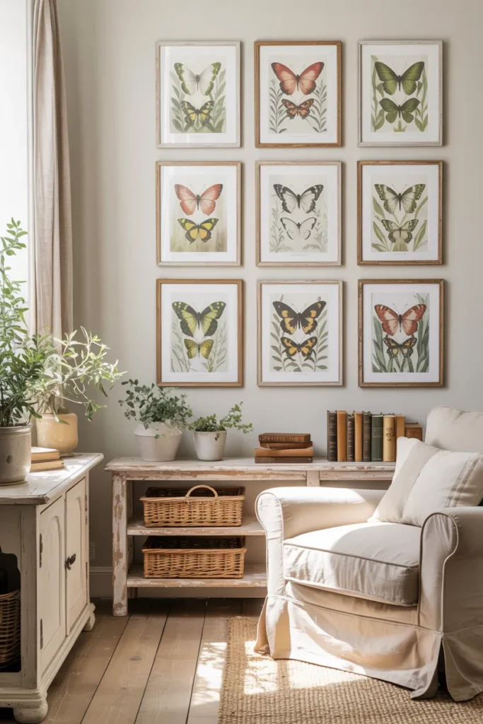 Framed Botanical Butterfly Art