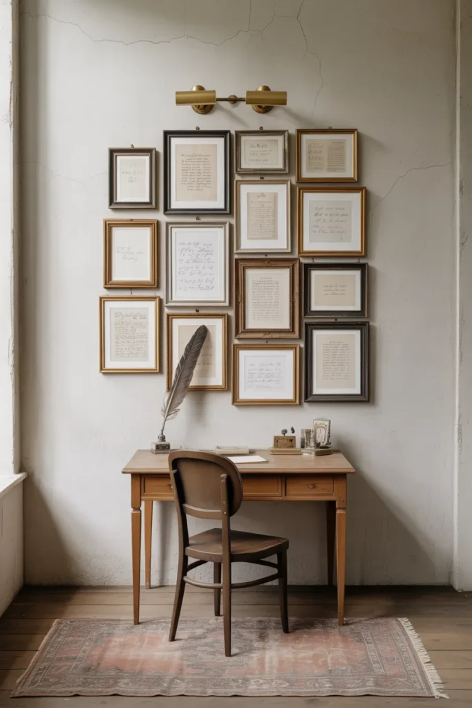 25 Vintage Home Office Ideas That Turn Work Into a Timeless Experience 17 Framed Letters and Handwritten Notes