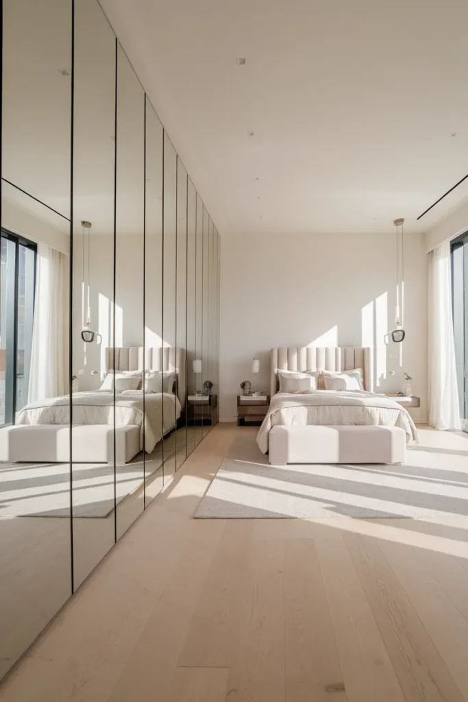 Full-Length Mirror Wall for a Bold Visual Stretch