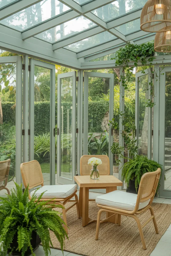 Garden-View Sunroom with Indoor-Outdoor Harmony