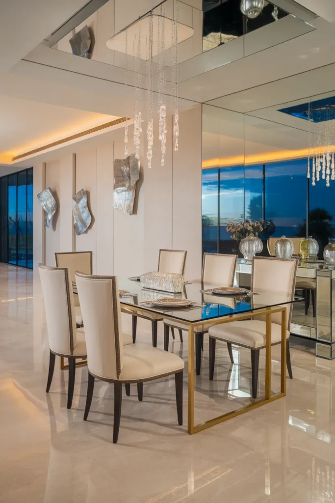 Glass Dining Table with Reflective Elegance