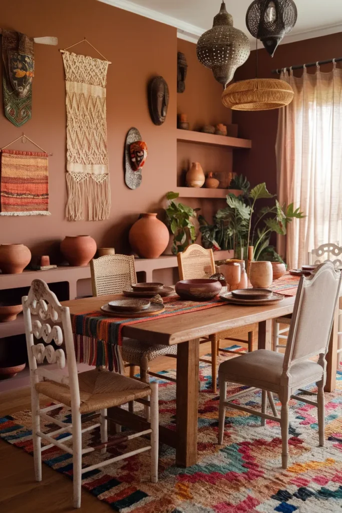 Global-Inspired Boho Dining Aesthetic