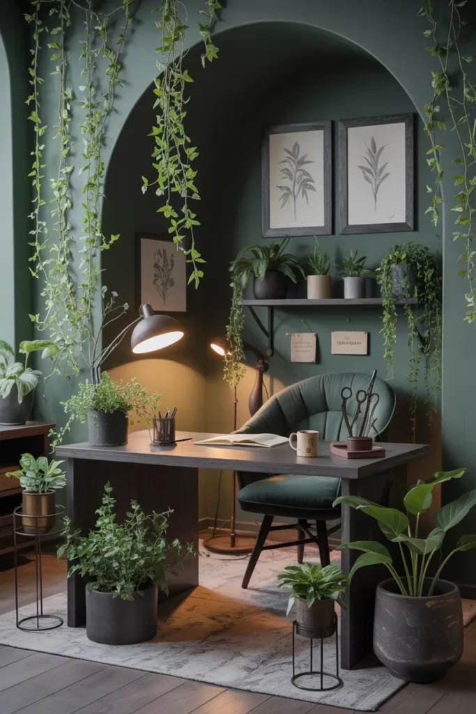 20 Gothic Home Office Ideas That Will Change Your Entire Workspace Vibe 6 Gothic Botanical Office