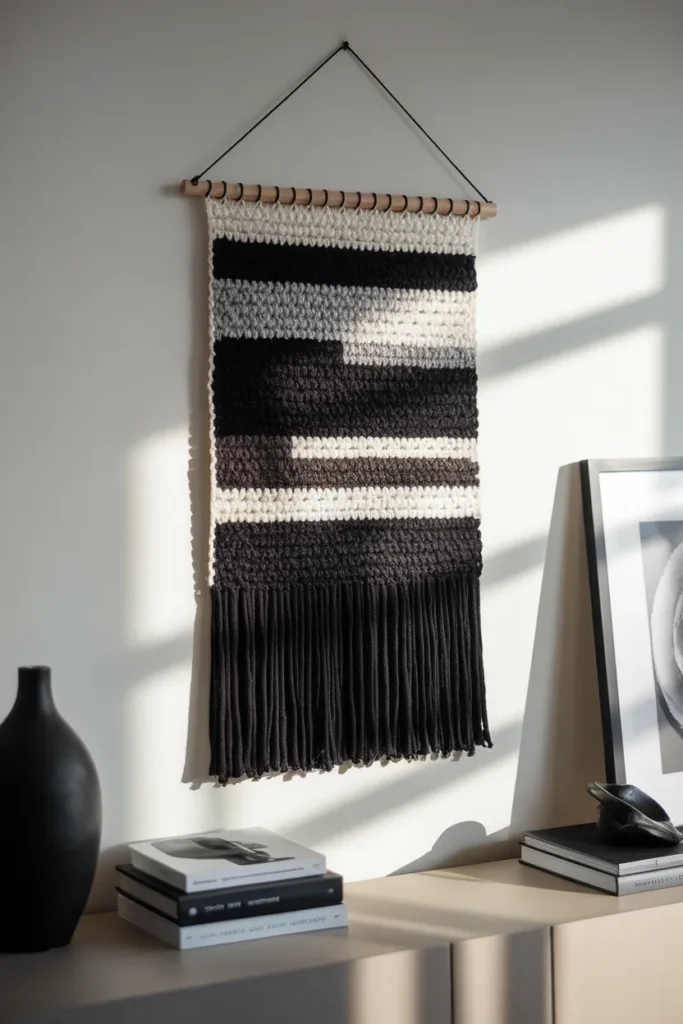 Grayscale Crochet Wall Hanging