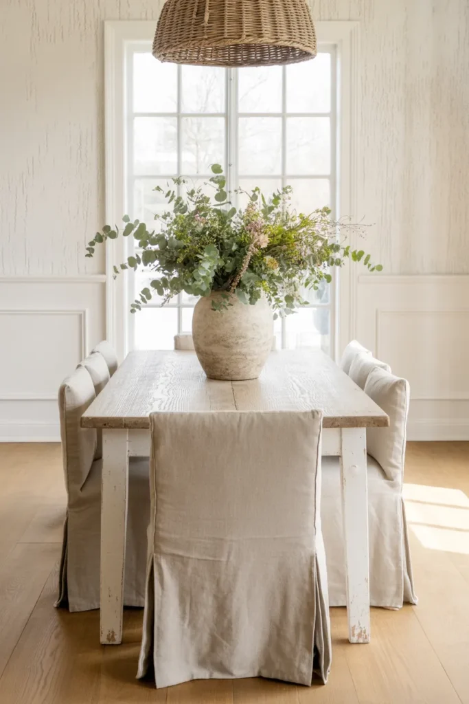 Greenery and Farmhouse Florals as Centerpieces