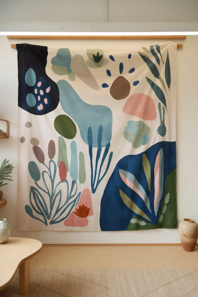 Hand Painted Fabric Wall Art