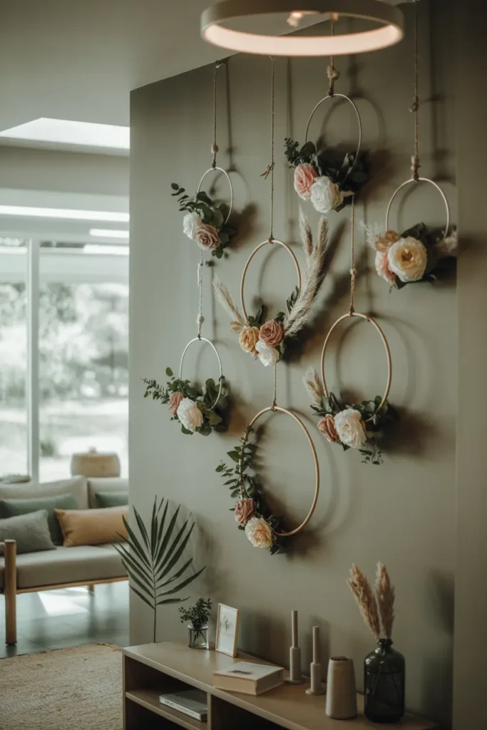 Hanging Flower Hoop Wall