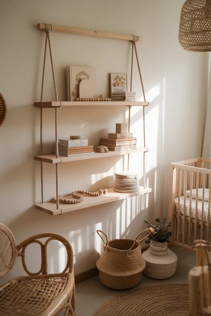 Hanging Rope Shelf for Boho Texture