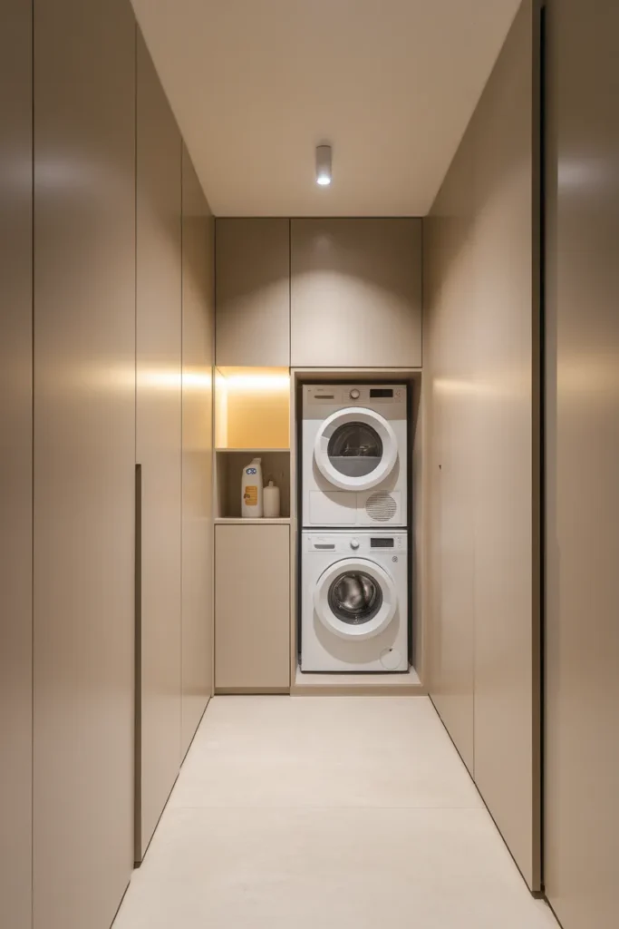 Hidden Laundry Behind Sliding Panels