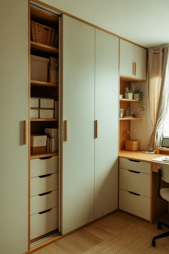 Hidden Storage Cabinets to Minimize Clutter