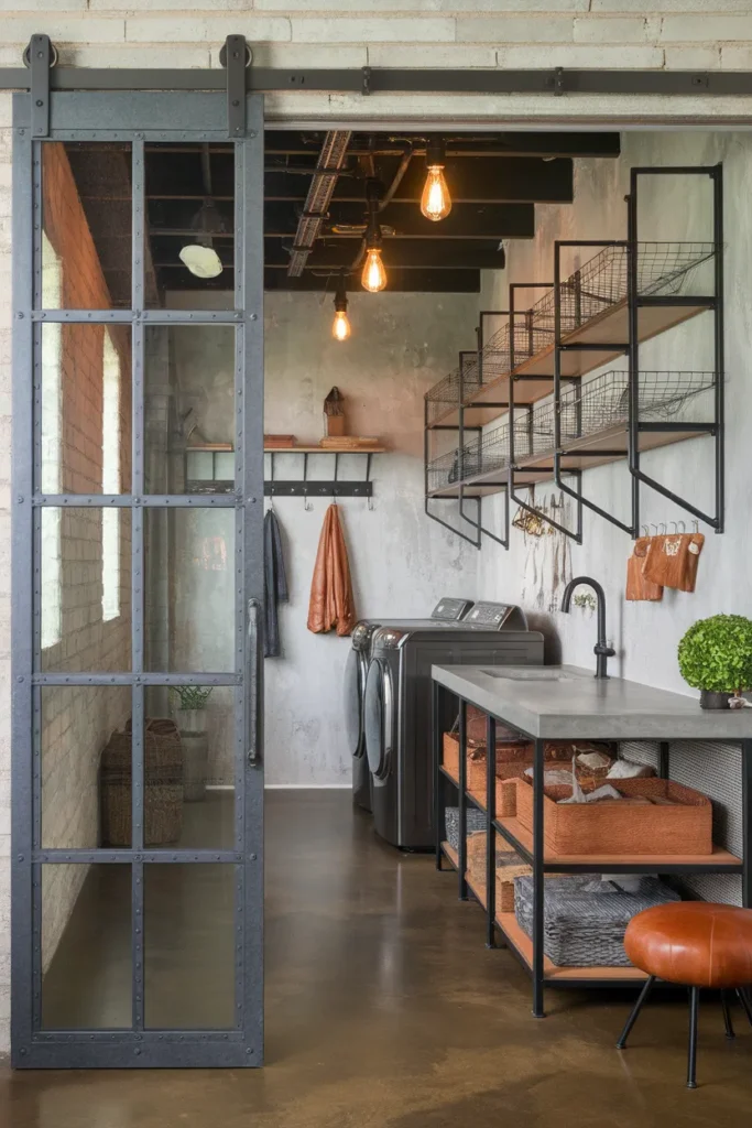 Industrial Chic Laundry Mudroom
