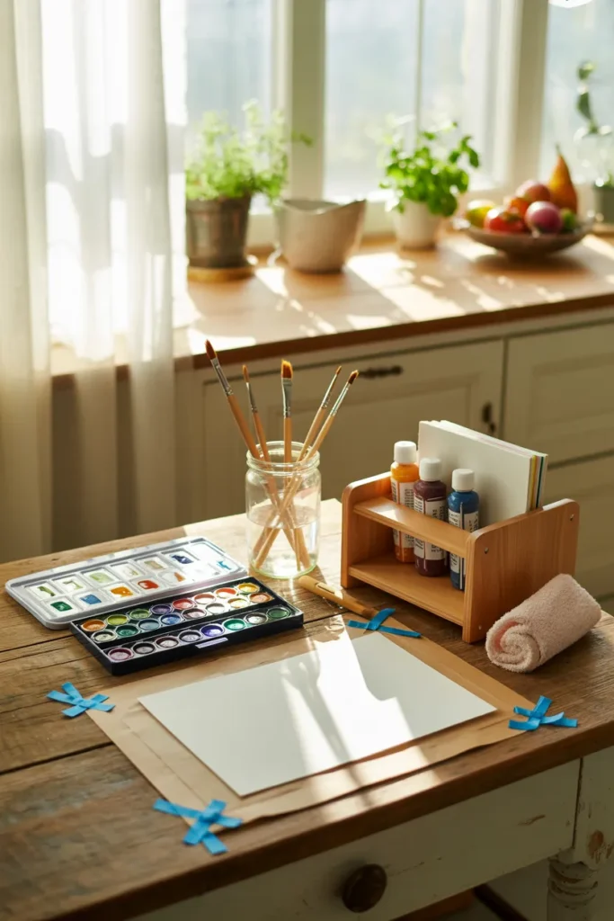 Kitchen Table Watercolor Station