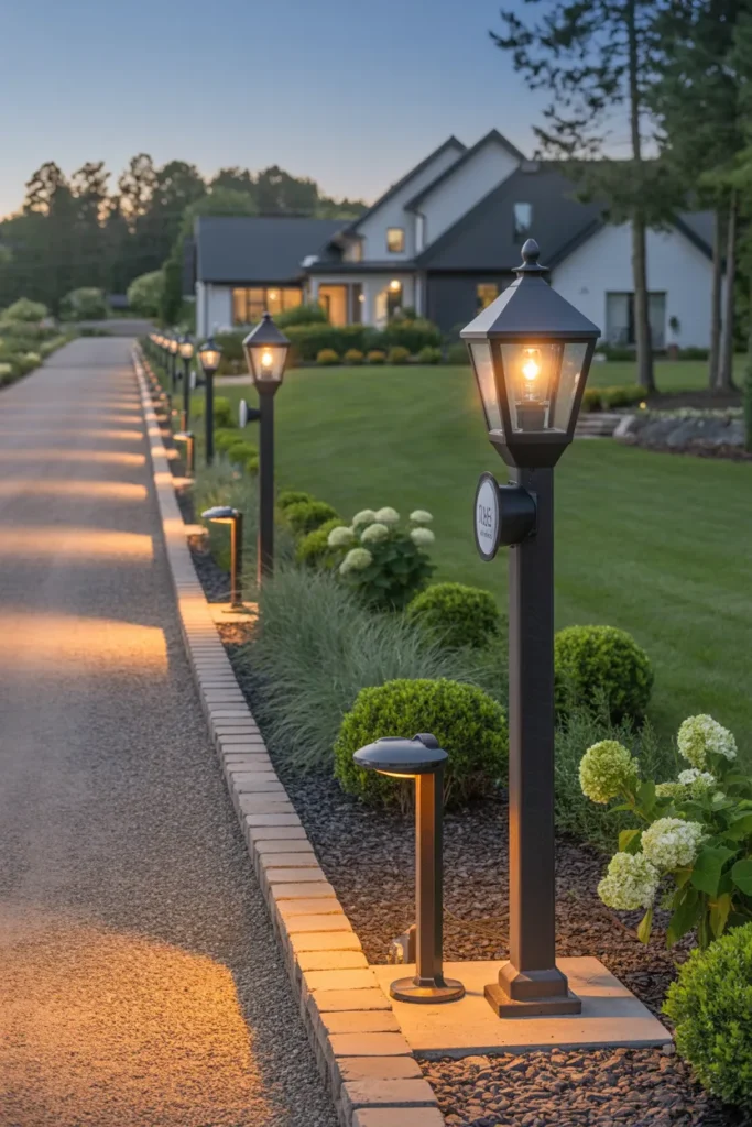 Lantern Posts Along the Driveway