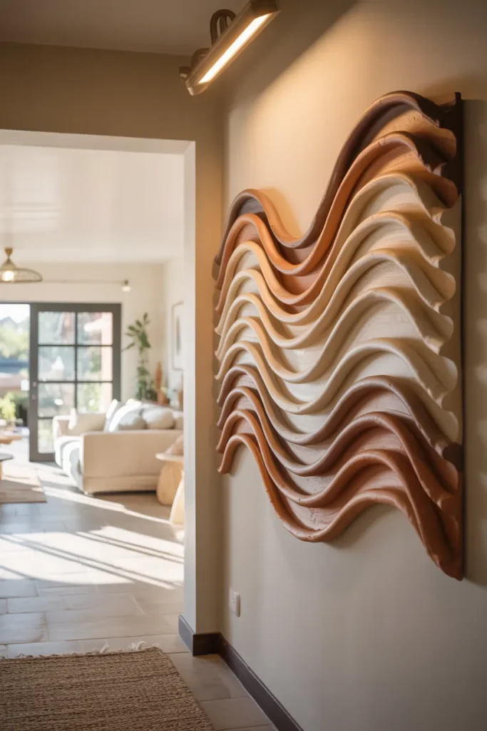 Layered Clay Wave Wall Art