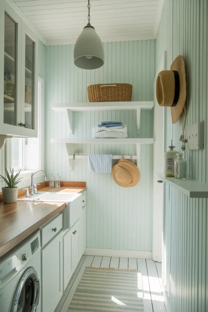 Light Blue Beadboard Walls For Instant Cottage Texture