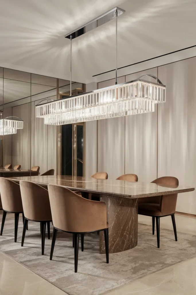 Linear Crystal Bar Light for Glam Modern Dining
