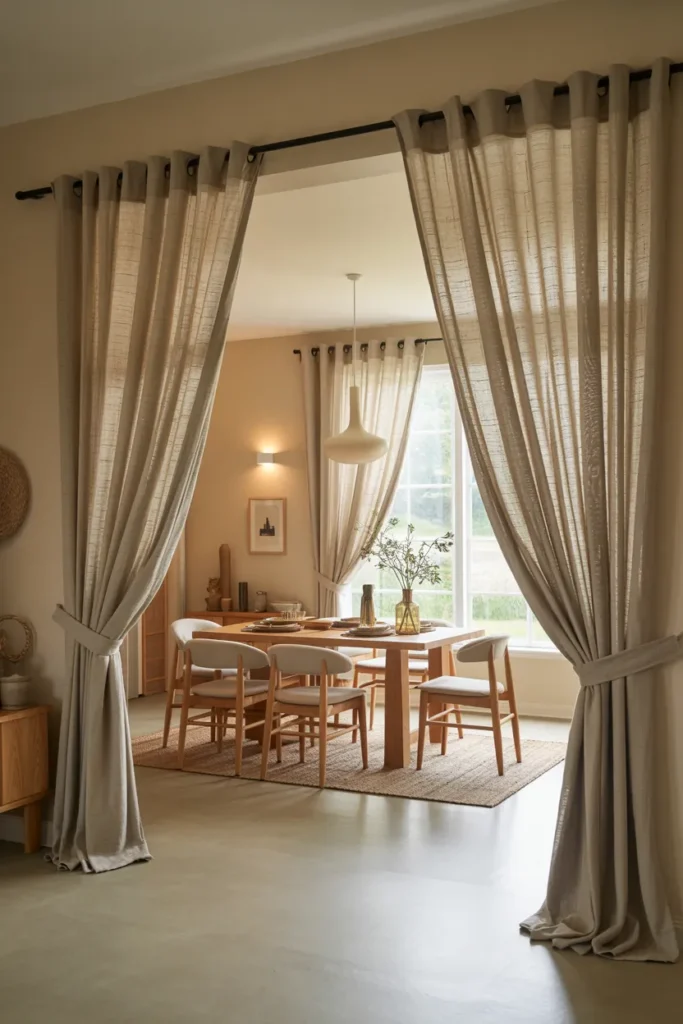 Linen Blend Curtains With Tie Backs