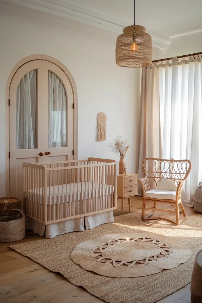 Linen Crib Skirt And Natural Fiber Rug