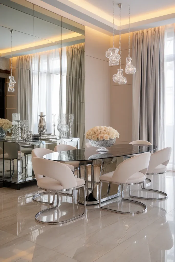 Luxe Dining Room with Mirrored Accents