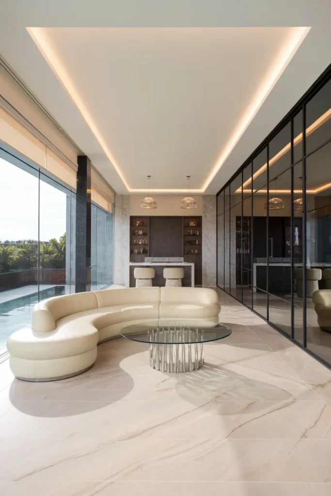 Luxury Contemporary Sunroom with Sleek Comfort and Smart Features