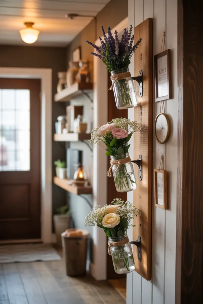 Mason Jar Mini Flower Wall Display