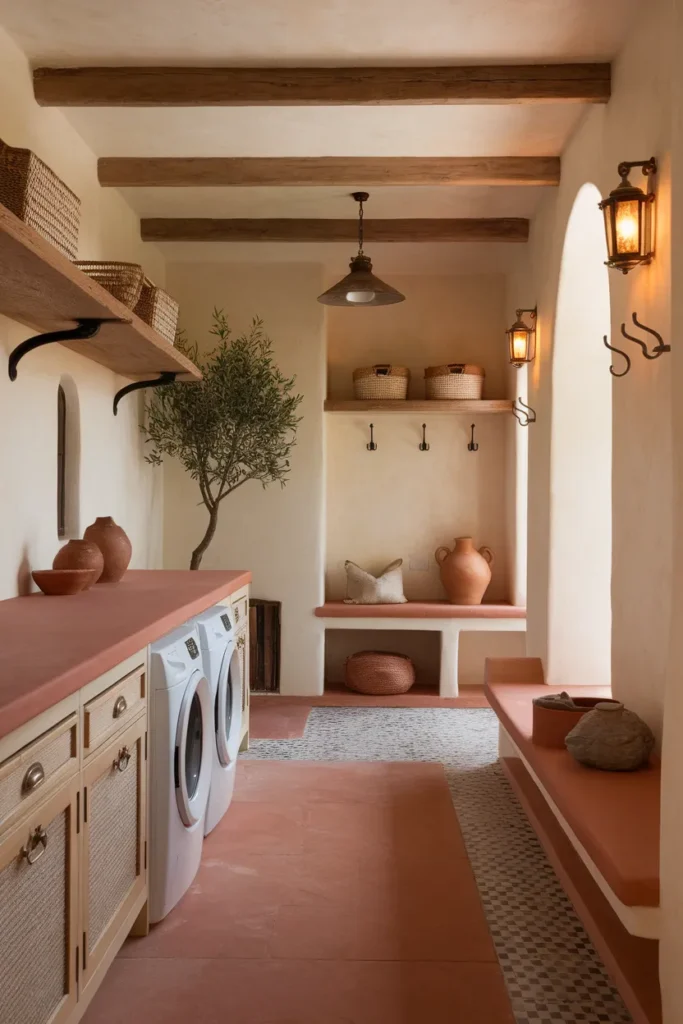 Mediterranean Style Laundry Mudroom Combo